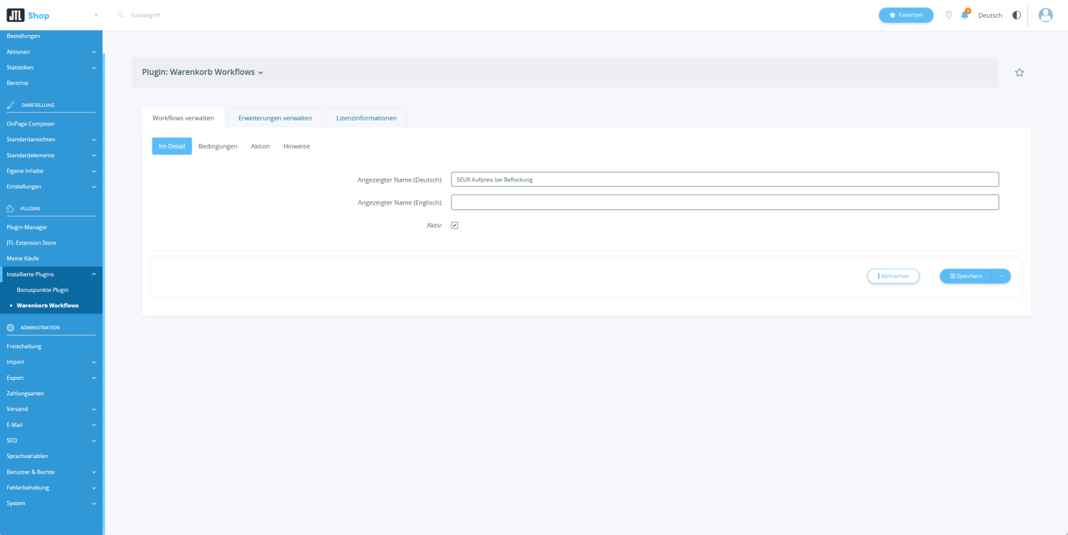 Workflow Detail Übersicht