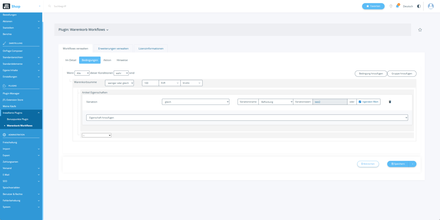 Bedingungen konfigurieren